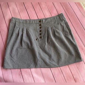 Gray Pinstripe Mini Skirt with Button Detail